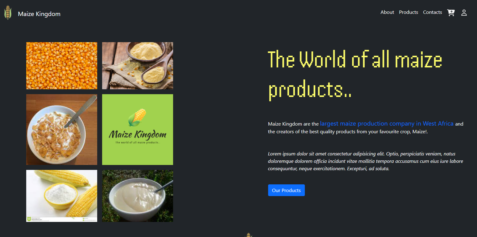 MaizeKingdom Landing Page